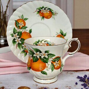 Elizabethan Bone China Florida Oranges Cup & Saucer Set